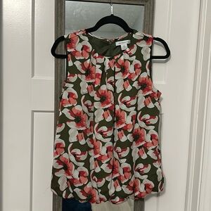 Liz Claiborne green pink and white floral tank top size medium!